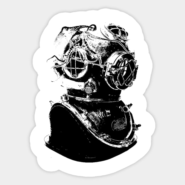 Antique Scuba Diver Sticker by AboveOrdinaryArts